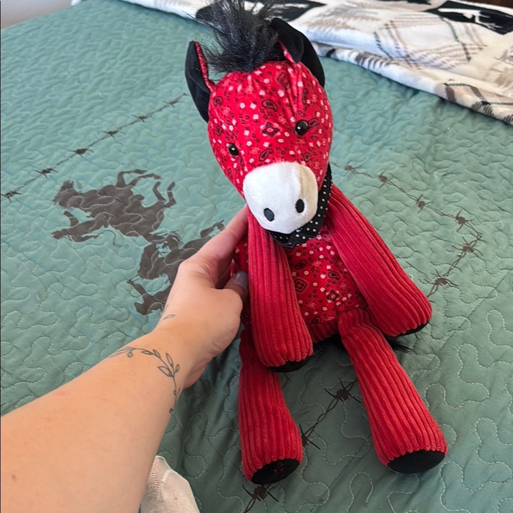 Scentsy Red and Black Stuffed Horse